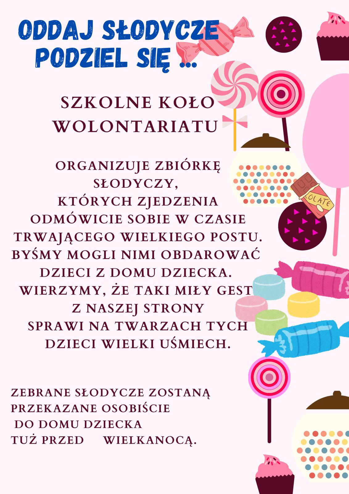 Plakat ma którym przedstawione są słodycze
