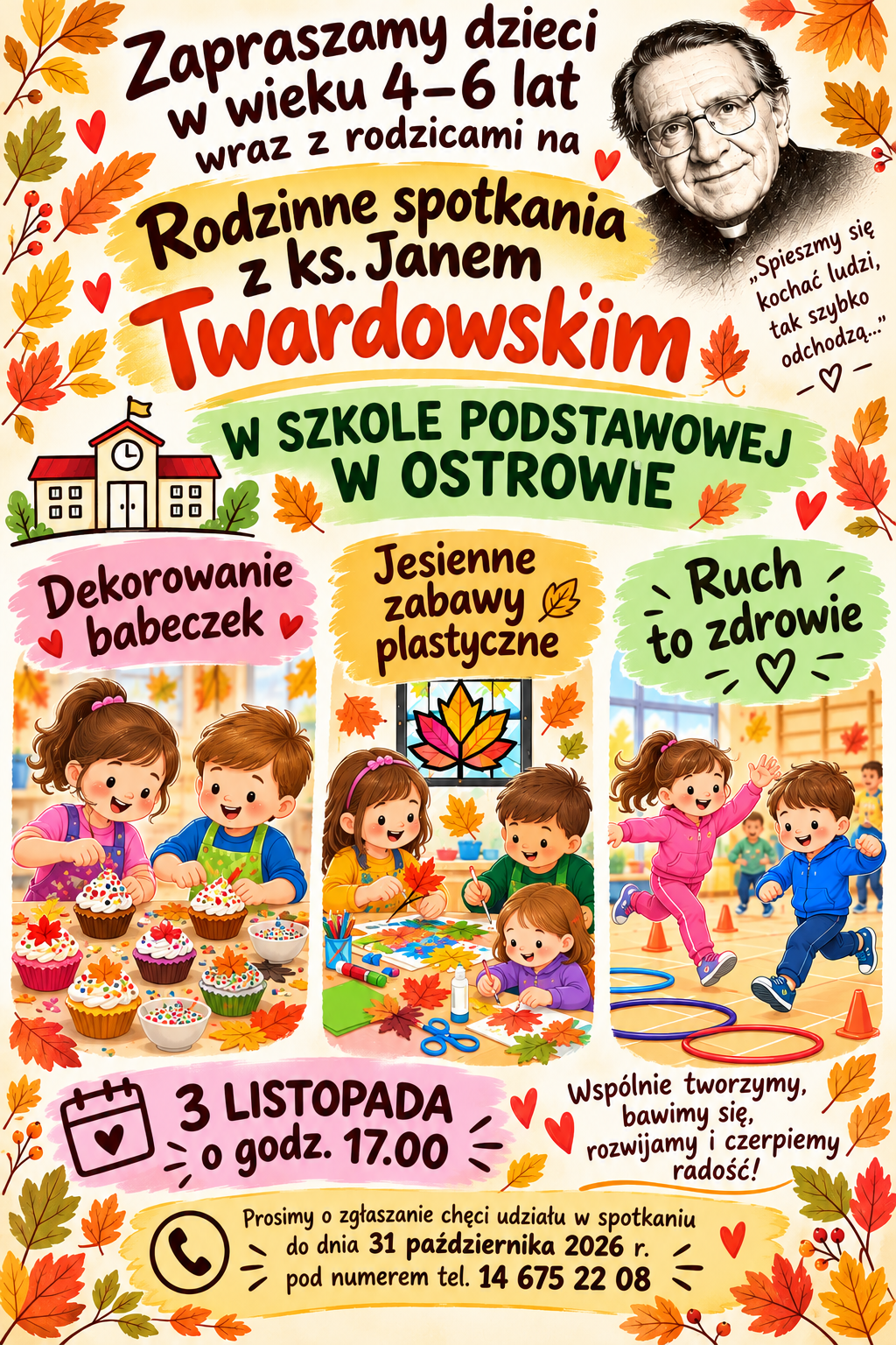 Rodzinne spotkanie z ks. Janem Twardowskim - plakat