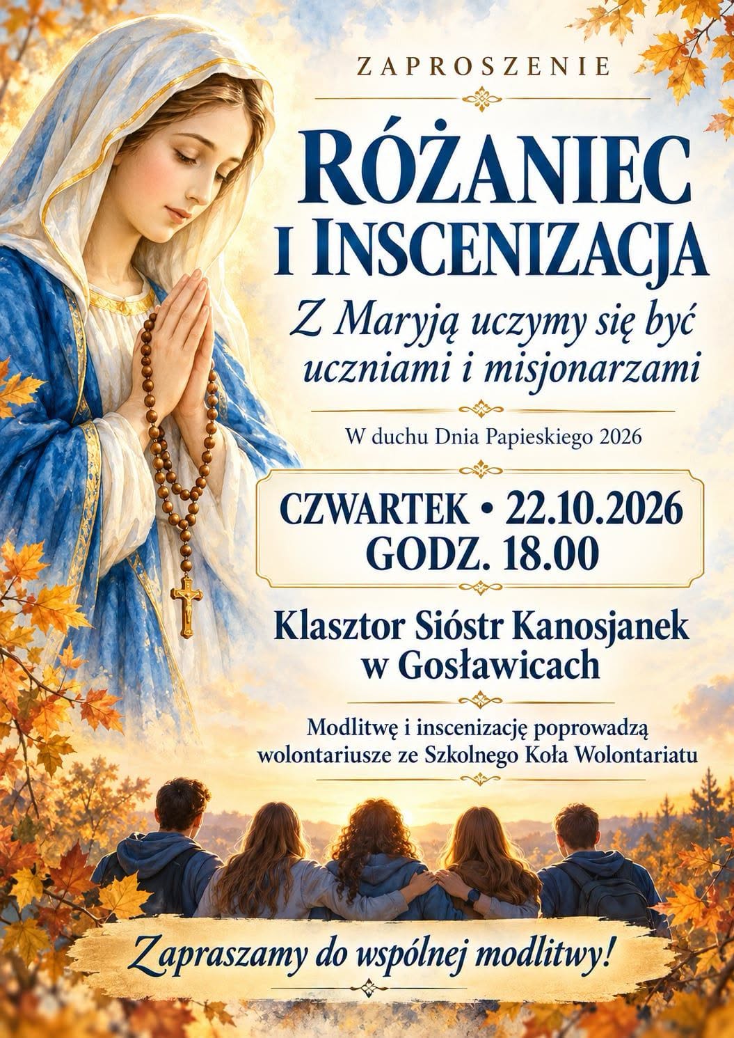 Plakat - zaproszenie na modlitwę różańcową